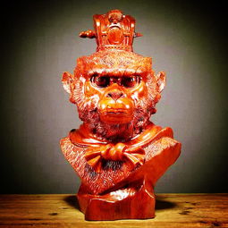 湯河店 花梨木雕齊天大圣美猴王擺件戰斗勝佛家居客廳裝飾擺設紅木工藝品a