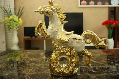 【陶瓷如意馬特色工藝品擺件 開張開業招財禮品大擺件廠家批發】價格,廠家,圖片,陶瓷工藝品,潮州市楓溪區青鋒陶瓷顏料廠-