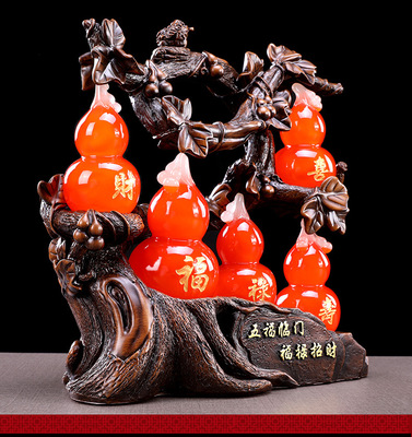 湯河店樹脂仿玉工藝品 招財葫蘆擺件，點綴家居新風尚